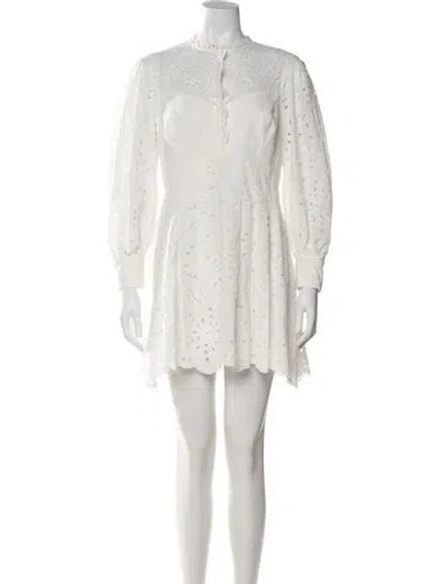 Pre-owned Charo Ruiz Crew Neck Mini Dress In White