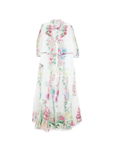 Charo Ruiz Criselle Floral-detail Tiered Midi Dress In White