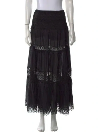 Pre-owned Charo Ruiz Crochet Trim Midi Length Skirt In Black