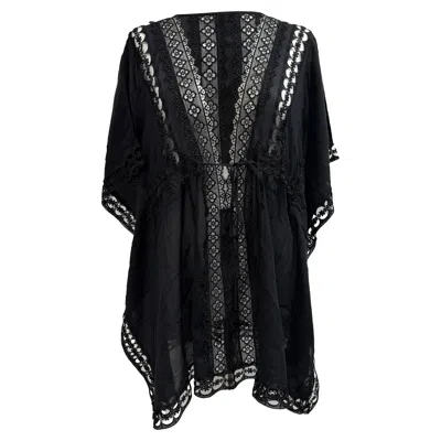 Charo Ruiz Cu Kayla Kaftan Mini Dress In Black Cotton