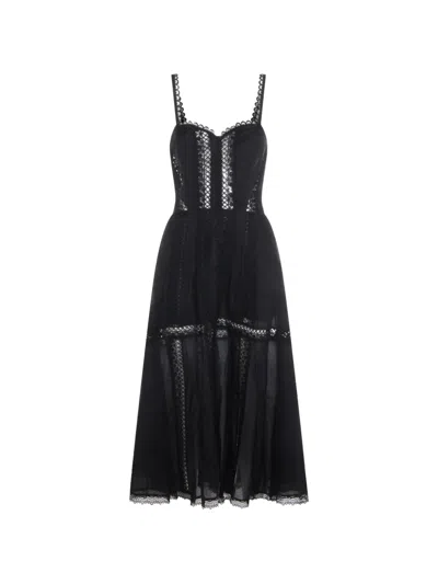 Charo Ruiz Dafelle Lace Trim Midi Dress In Black