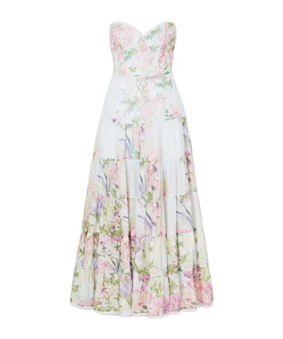 Charo Ruiz Danny Belted Floral-print Cotton-blend Voile Midi Dress In White