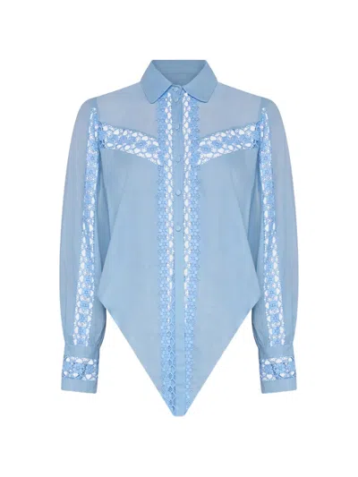 Charo Ruiz Devi Lace-panel Blouse In Blue
