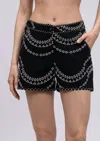 Charo Ruiz Drea Embroidered Cotton Linen Short In Black In Black