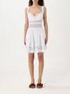 Charo Ruiz 'marilyn' White Dress With Crossed Straps And Lace Details In White