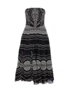 Charo Ruiz Iris Black Long Dress With All-over Embroideries And Ruffled Skirt In Cotton And Linen Blend Woman In Black
