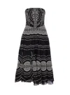 Charo Ruiz Iris Black Long Dress With All-over Embroideries And Ruffled Skirt In Cotton And Linen Blend Woman In Black