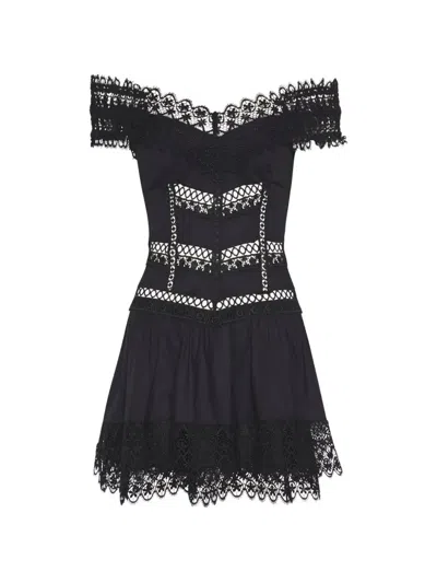 Charo Ruiz Eliane Lace-trim Mini Dress In Black