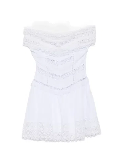 Charo Ruiz Eliane Lace-trim Off-the-shoulder Mini Dress In White