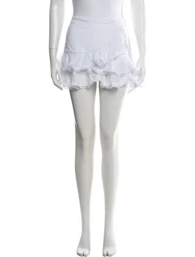 Pre-owned Charo Ruiz Embroidered Accent Mini Skirt In White