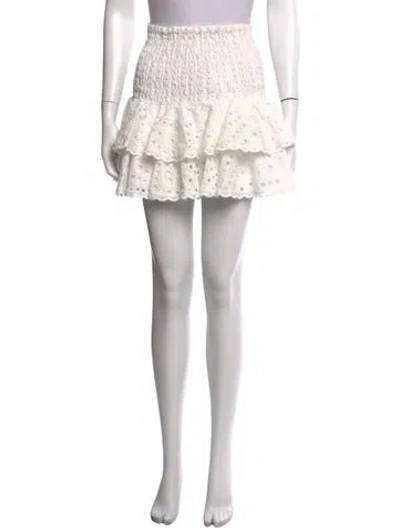 Pre-owned Charo Ruiz Embroidered Accent Mini Skirt In White
