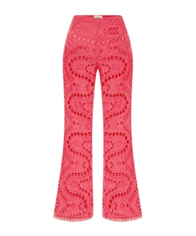 Charo Ruiz Stern Broderie Anglaise Cotton-blend Flared Pants In Multi