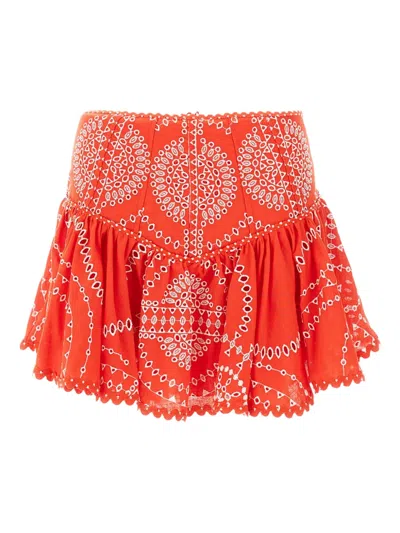 Charo Ruiz Embroidered Flared Skirt