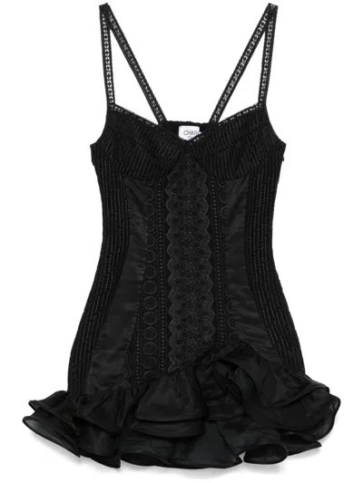 Charo Ruiz Embroidered Mini Dress In Black