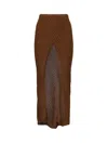 Charo Ruiz Eris Ribbed Side-slit Skirt In Brown