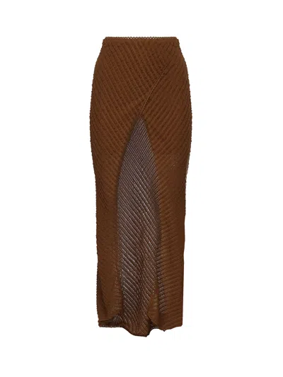 Charo Ruiz Eris Long Skirt In Brown