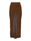 Charo Ruiz Eris Ribbed Side-slit Skirt In Brown