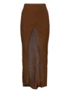 Charo Ruiz Eris Ribbed Side-slit Skirt In Brown