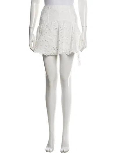 Pre-owned Charo Ruiz Eyelet Trim Mini Skirt W/ Tags In White