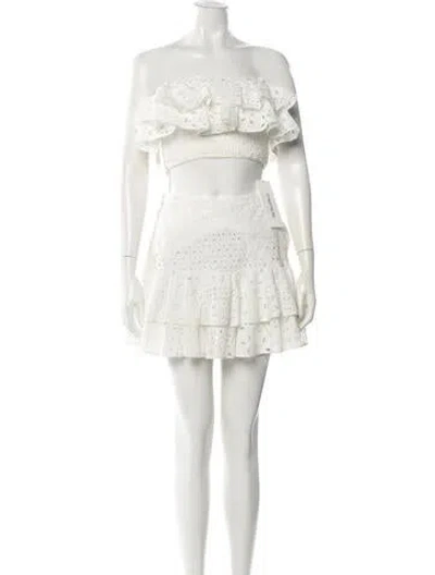 Pre-owned Charo Ruiz Eyelet Trim Skirt Set In White