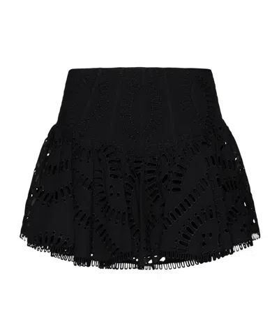 Charo Ruiz Favik Embroidered Peplum Miniskirt In Black