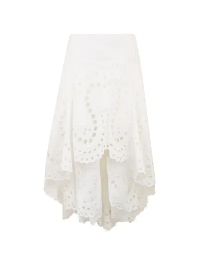 Charo Ruiz Finn Eyelet Asymmetric Skirt In White