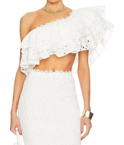 Charo Ruiz Flamingo Top In White Fruition In Multi