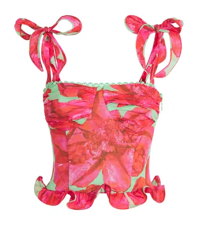 Charo Ruiz Floral Dessine Top In Green