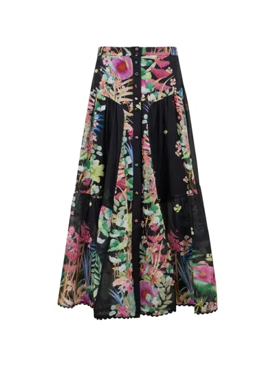 Charo Ruiz Floral-print Buttoned Maxi Skirt In Multi