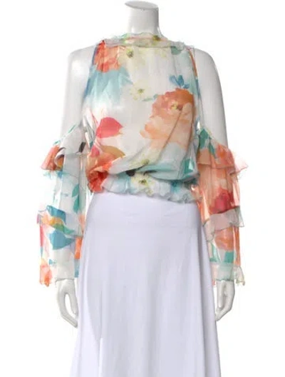 Pre-owned Charo Ruiz Floral Print Cowl Neck Blouse In Multi