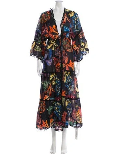 Pre-owned Charo Ruiz Floral Print Long Dress In Black