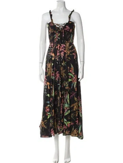 Pre-owned Charo Ruiz Floral Print Long Dress In Black