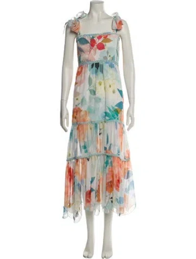 Pre-owned Charo Ruiz Floral Print Long Dress In Blue