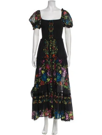 Pre-owned Charo Ruiz Floral Print Long Dress In Blue