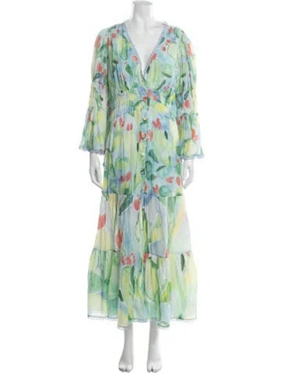 Pre-owned Charo Ruiz Floral Print Long Dress In Blue