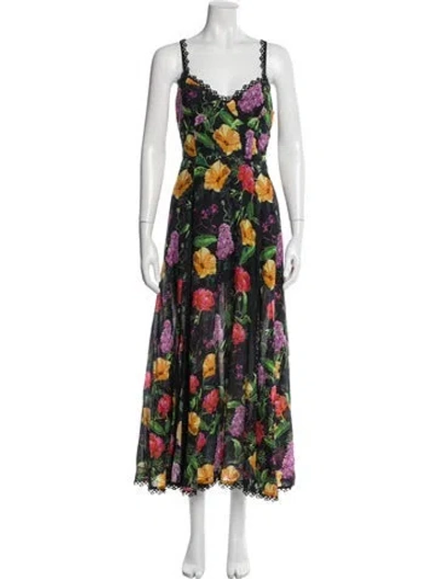 Pre-owned Charo Ruiz Floral Print Long Dress In Multi