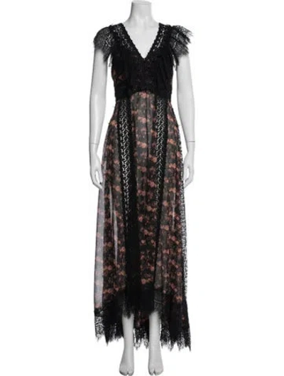 Pre-owned Charo Ruiz Floral Print Long Dress In Multi