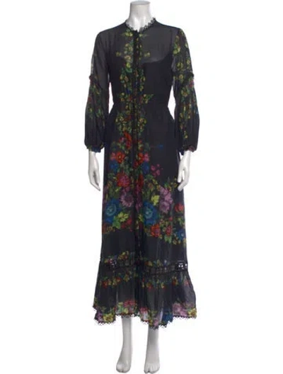 Pre-owned Charo Ruiz Floral Print Long Dress In Multi