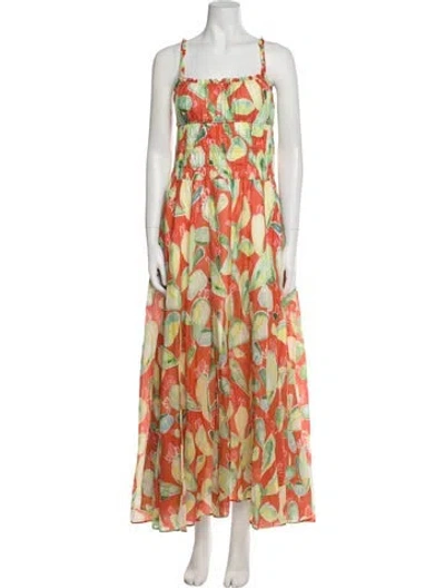 Pre-owned Charo Ruiz Floral Print Long Dress In Orange