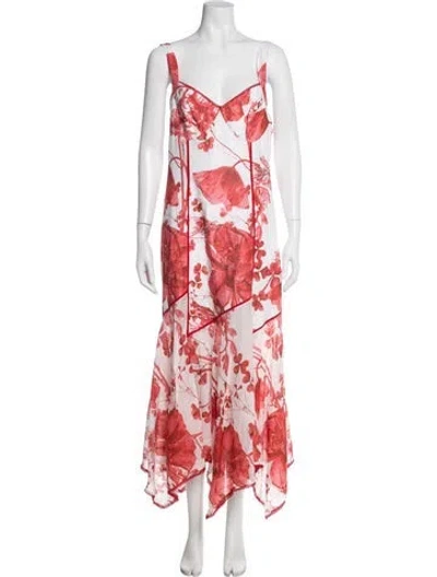 Pre-owned Charo Ruiz Floral Print Long Dress W/ Tags In Red