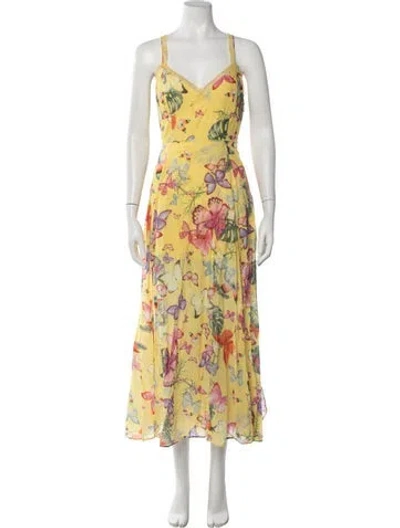 Pre-owned Charo Ruiz Floral Print Long Dress In Yellow