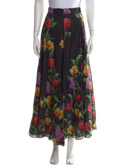 Pre-owned Charo Ruiz Floral Print Long Skirt In Black
