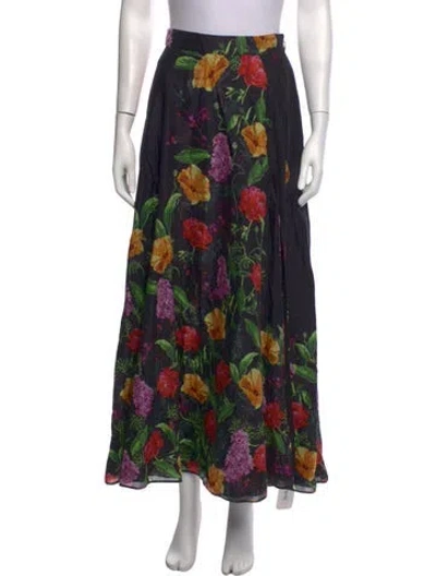 Pre-owned Charo Ruiz Floral Print Long Skirt In Black