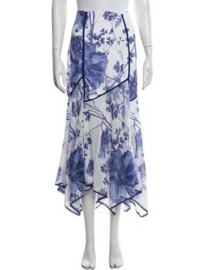 Pre-owned Charo Ruiz Floral Print Long Skirt In Blue