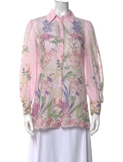 Pre-owned Charo Ruiz Floral Print Long Sleeve Blouse In Pink