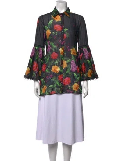 Pre-owned Charo Ruiz Floral Print Long Sleeve Blouse W/ Tags In Multicolor