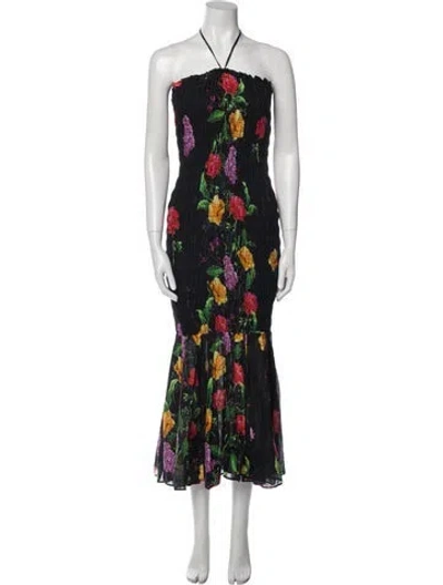 Pre-owned Charo Ruiz Floral Print Midi Length Dress In Black