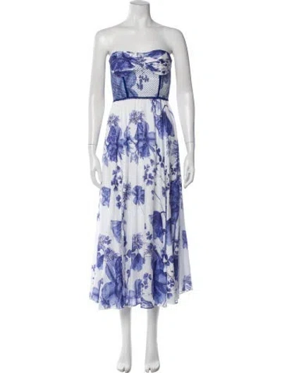 Pre-owned Charo Ruiz Floral Print Midi Length Dress In Blue