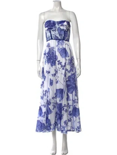 Pre-owned Charo Ruiz Floral Print Midi Length Dress In Blue