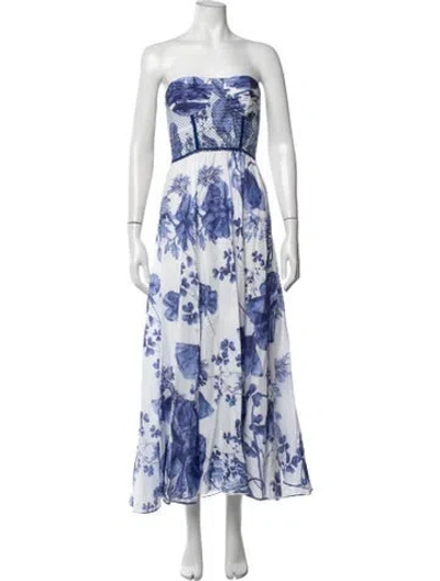 Pre-owned Charo Ruiz Floral Print Midi Length Dress In Blue